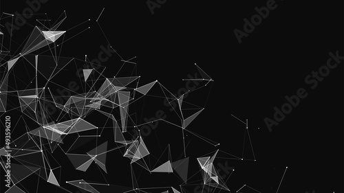 Network connection structure. Digital background with dots and lines. Big data visualization. 3D rendering.