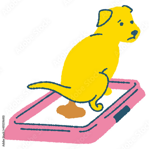 トイレで排泄する犬のイラスト