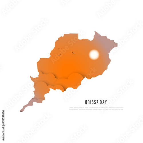 Orrisa Day, map vector illustration with sunset view photo