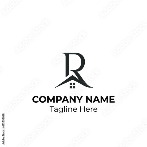 Initial Letter r with Architecture Graphic Logo Design
