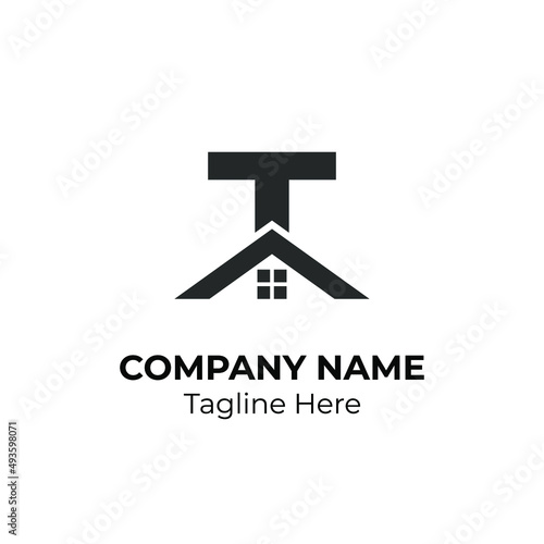 Initial Letter t with Architecture Graphic Logo Design