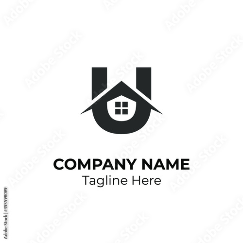 Initial Letter u with Architecture Graphic Logo Design