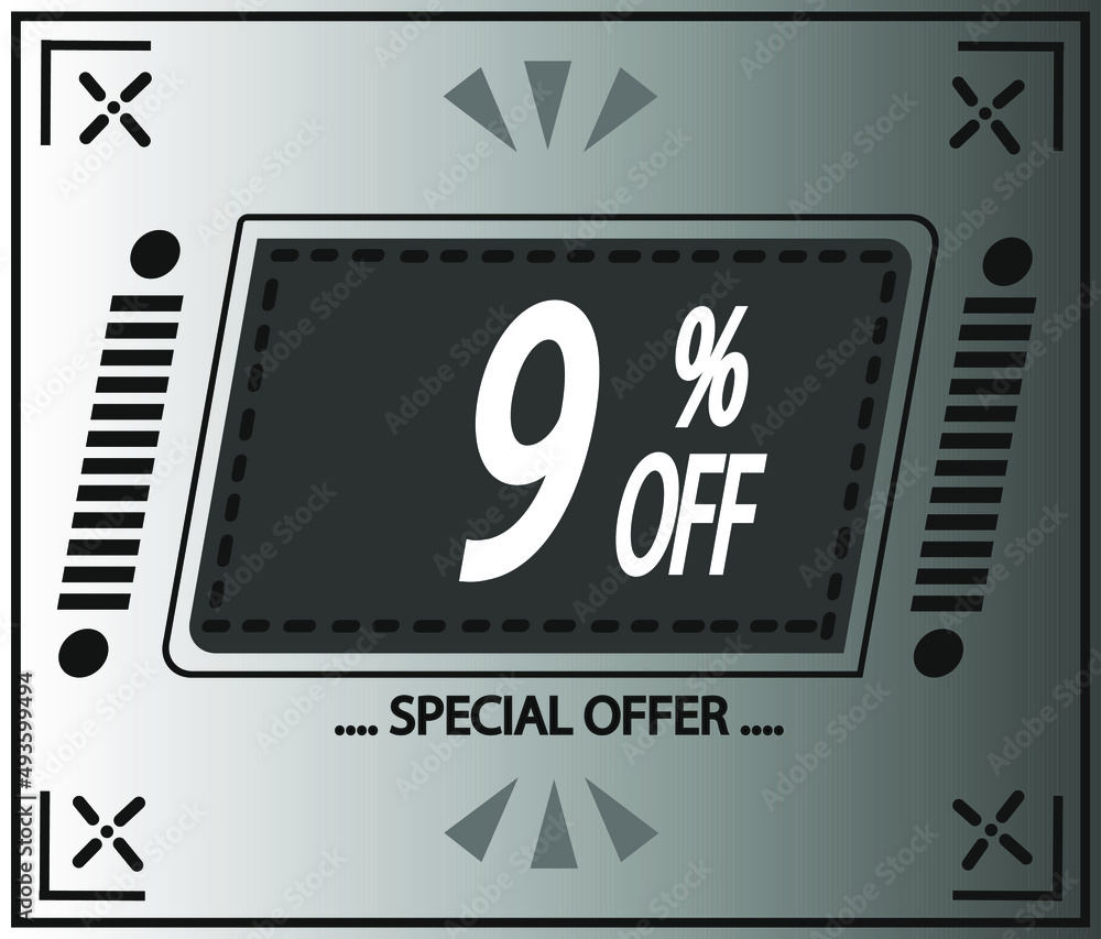 9% off. vector special offer marketing ad. gray flag 9% off. vector special offer marketing ad. gray flag