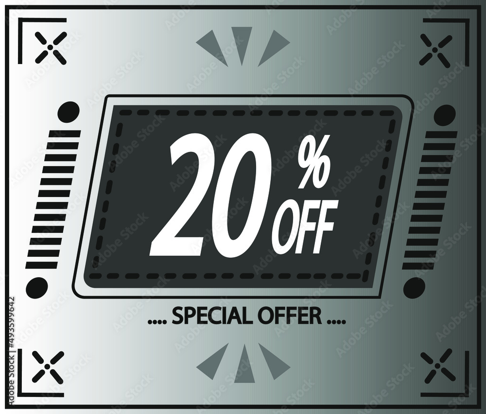 20% off. vector special offer marketing ad. gray flag 20% off. vector special offer marketing ad. gray flag