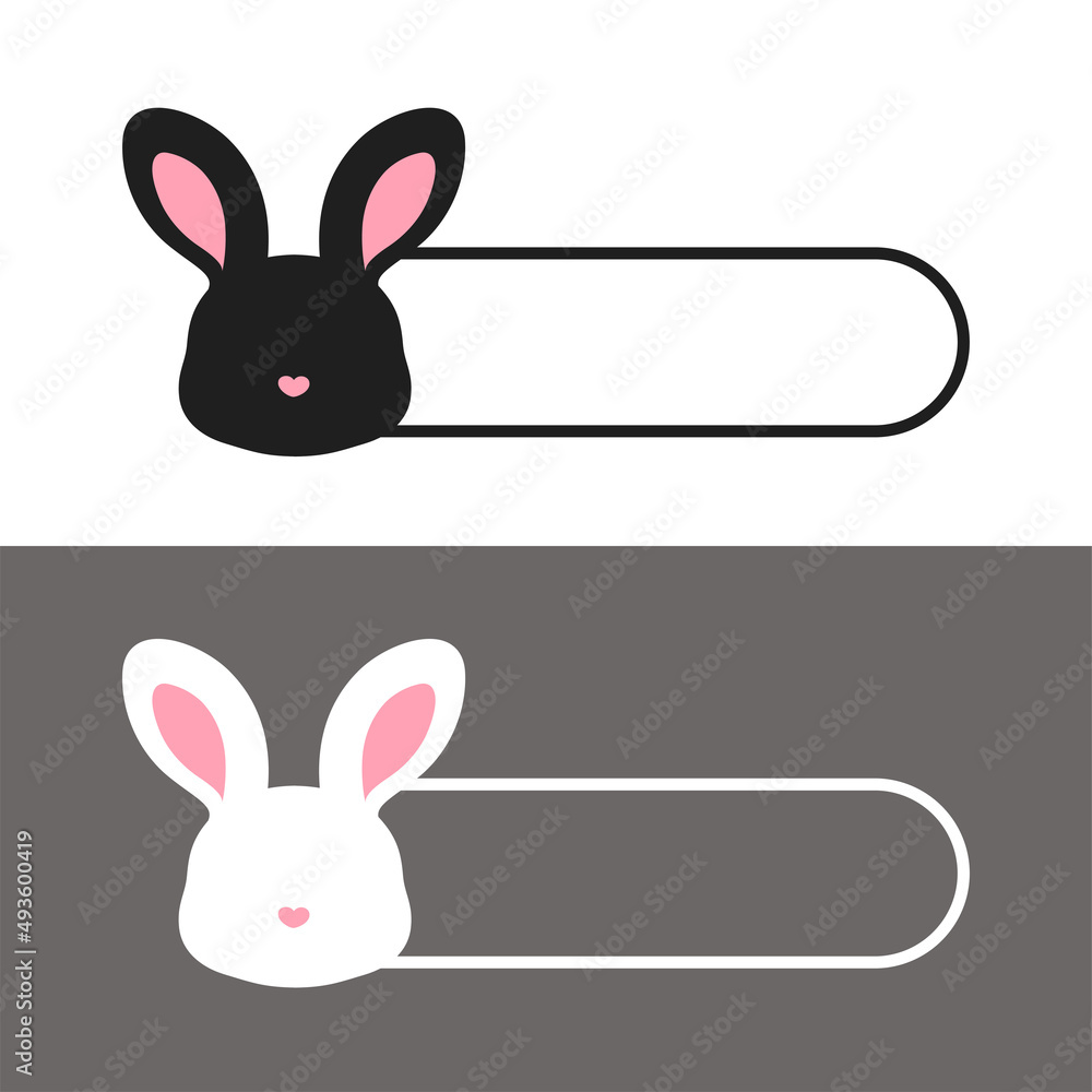Cute abstract rabbit with heart nose silhouette name tag template Cute abstract rabbit with heart nose silhouette name tag template