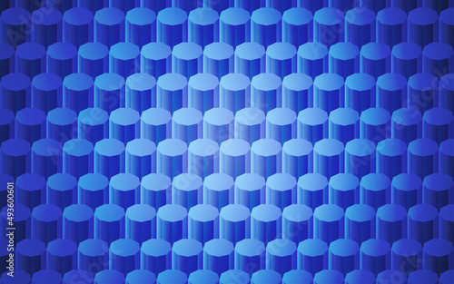 Blue isometric hexagons background pattern. blue isometric 3D rendering geometric hexagons pattern.