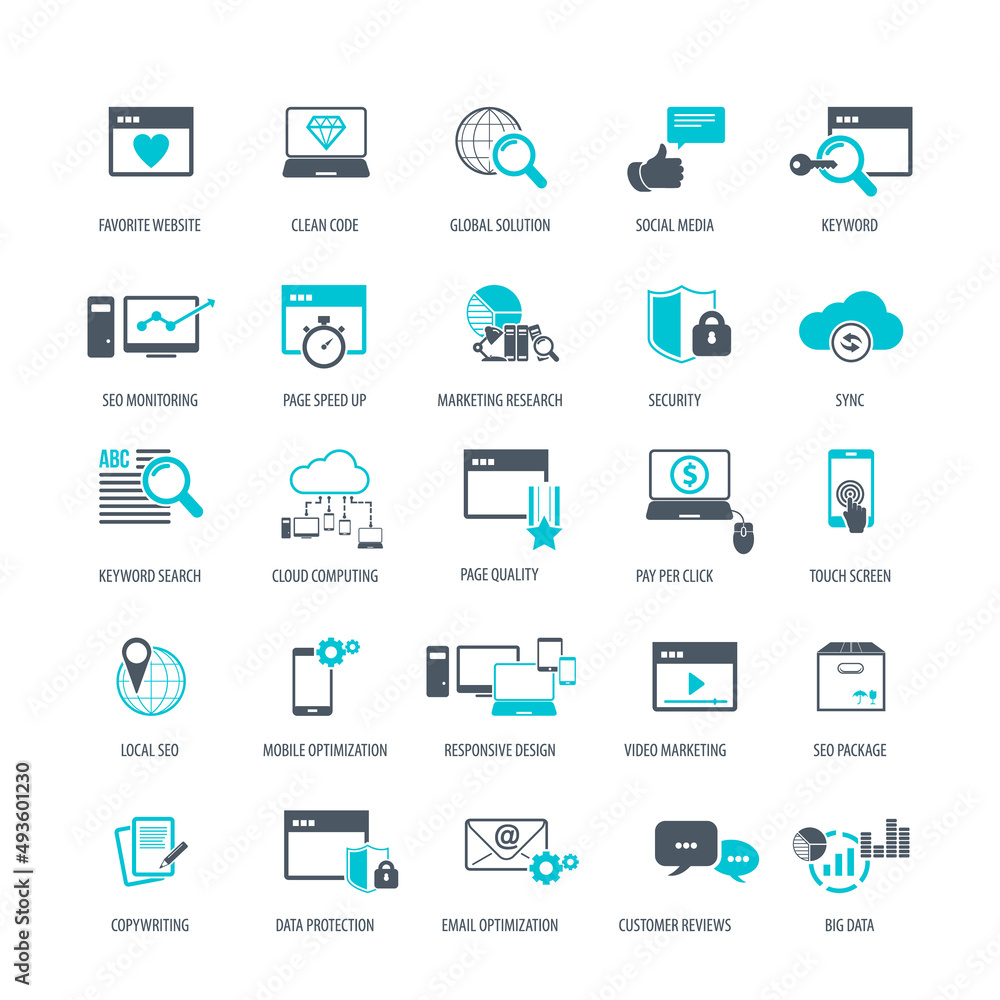 Set of SEO and Development icons Set of SEO and Development icons