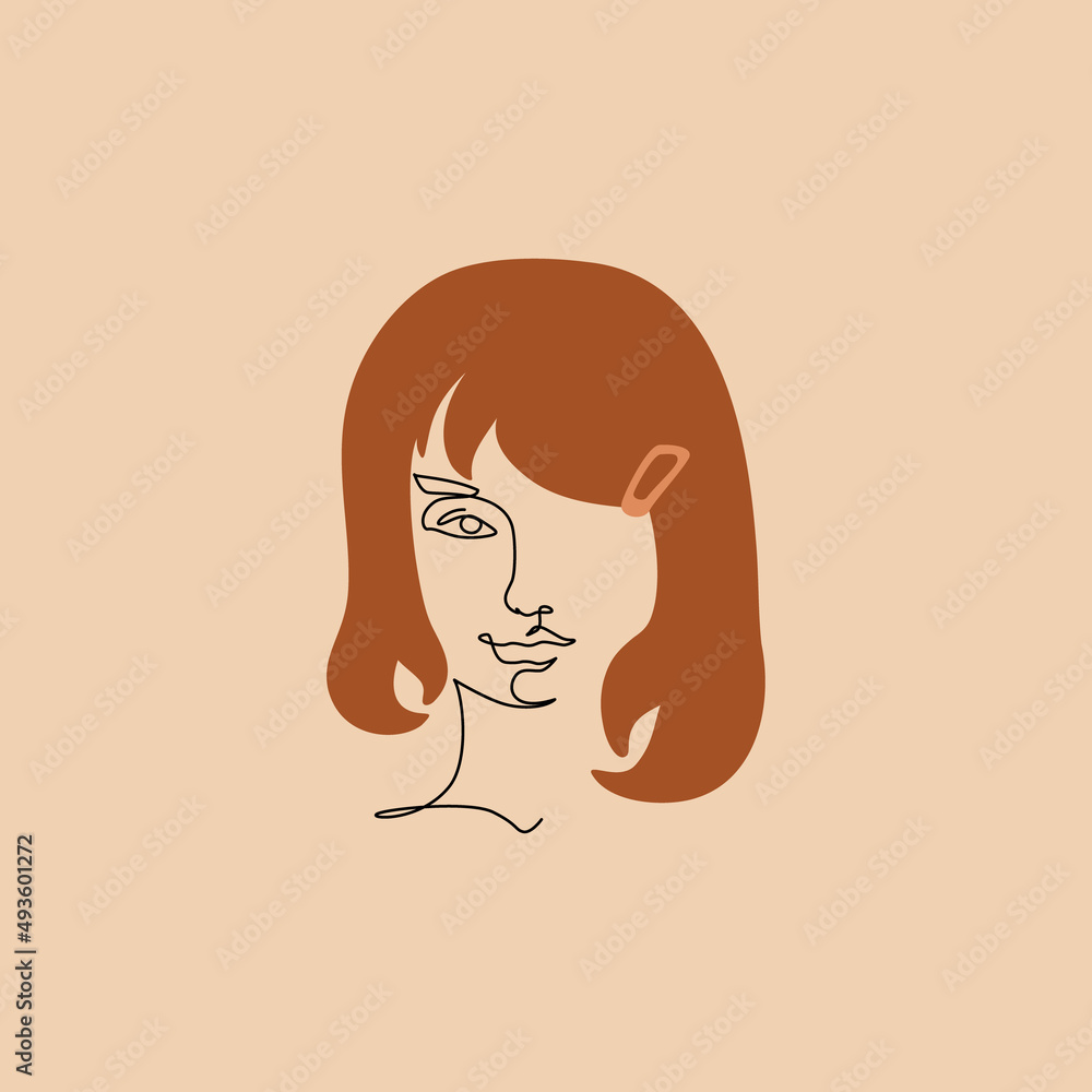 Cancer woman astrological sign. Beautiful girl in line art style Cancer woman astrological sign. Beautiful girl in line art style