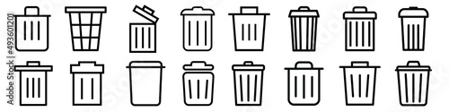 Trash can vector icon set. garbage illustration sign collection. basket symbol or logo.