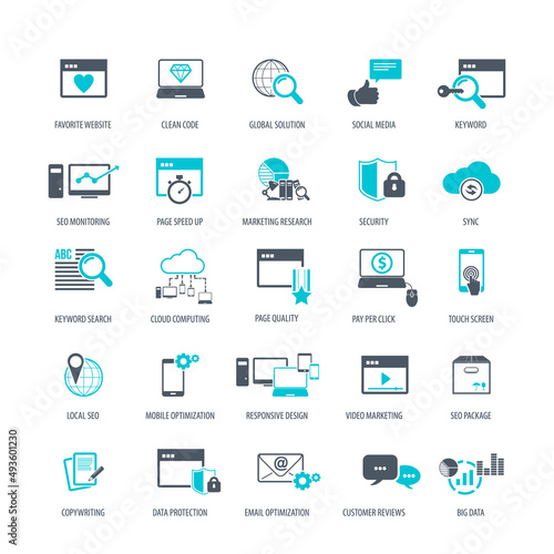 Set of SEO and Development icons 