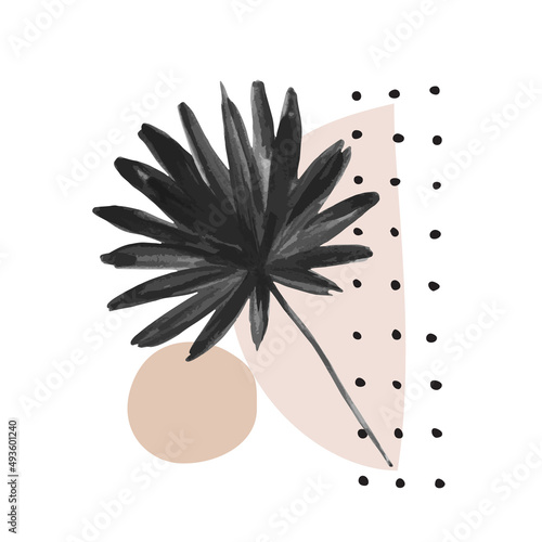 Abstract botanical poster in mid century style.