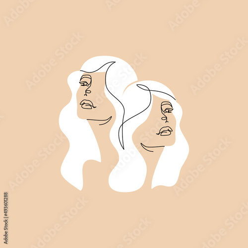 Astrological Gemini zodiac sign one line drawing