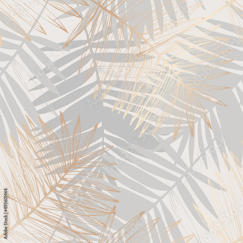Abstract Palm leaf line art, silhouette on luxury gray color background