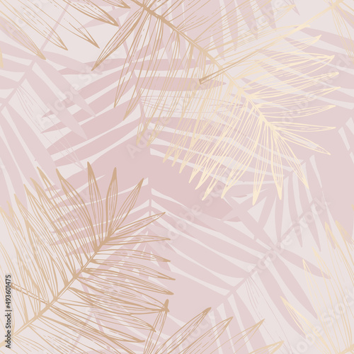 Abstract Palm leaf line art, silhouette on luxury gray color background