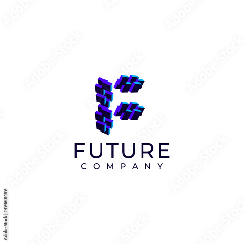 tech f letter startup modern flat logo