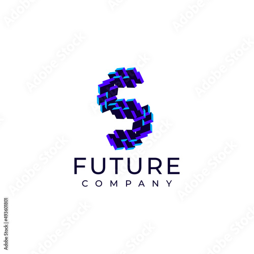 abstract tech letter s
 flat modern logo design