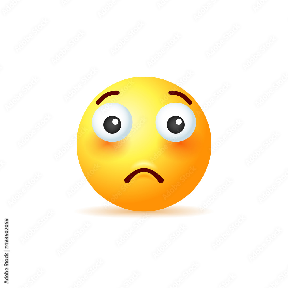 Sad yellow emoji isolated on white background. Sad yellow emoji isolated on white background.