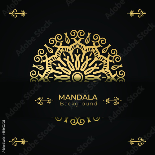 Luxury ornamental mandala design background in gold color