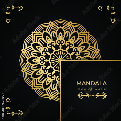 Luxury ornamental mandala design background in gold color