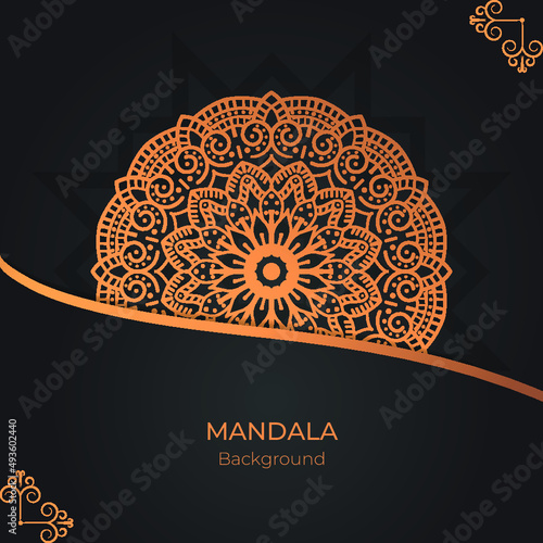 Luxury ornamental mandala design background in gold color