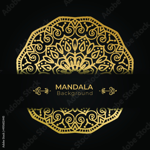 Luxury ornamental mandala design background in gold color