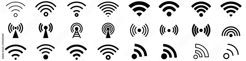 Wi Fi icon vector set. wireless illustration sign collection. signal symbol. - obrazy, fototapety, plakaty 