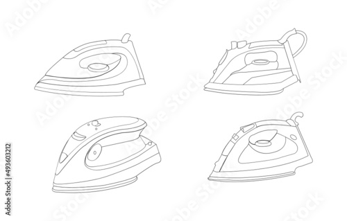 Electric steam iron vector icon. Illustration of isolated black icon home hot press for clothes. Vector illustration. Electric iron vector icon. Black vector icon isolated on white background electric