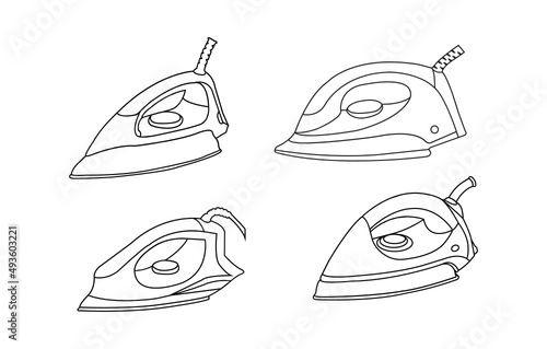 Electric steam iron vector icon. Illustration of isolated black icon home hot press for clothes. Vector illustration. Electric iron vector icon. Black vector icon isolated on white background electric