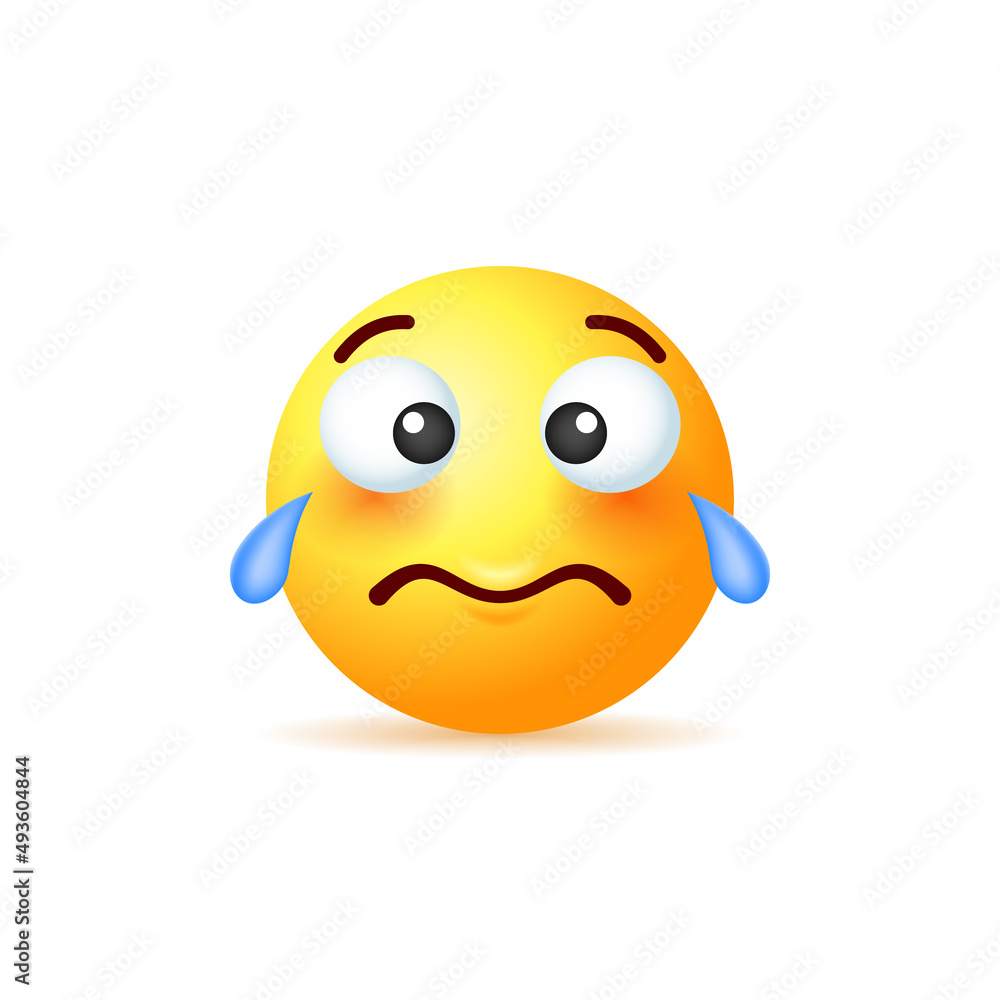 Crying yellow emoji isolated on white background. Crying yellow emoji isolated on white background.