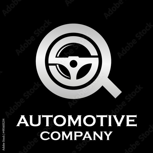 Letter q with steering wheel logo template illustration. suitable for automotive
