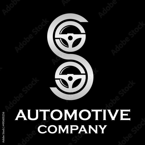 Letter s with steering wheel logo template illustration. suitable for automotive