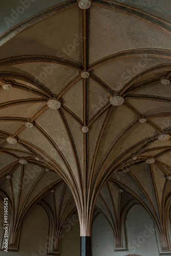 Gothic arched vault and columns in a medieval church