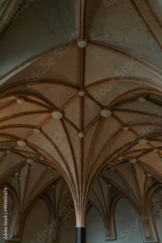 Gothic arched vault and columns in a medieval church