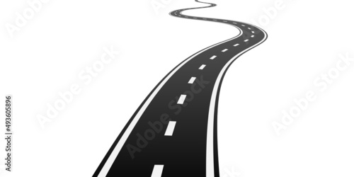 Illustration of asphalt road on white