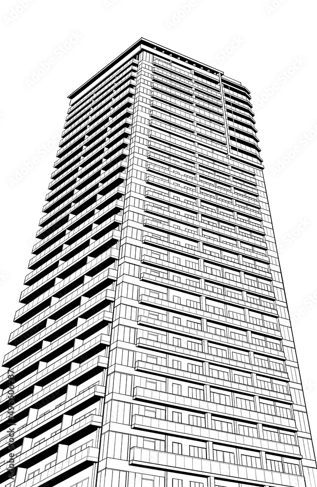 漫画風ペン画イラスト 住宅_マンション 漫画風ペン画イラスト 住宅_マンション