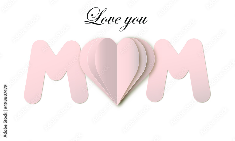 Mother day card with paper art elements. Vector Happy Mother's Day greeting card design. Mother day card with paper art elements. Vector Happy Mother's Day greeting card design.