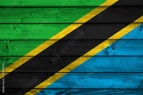 Flag of Tanzania on wooden surface 