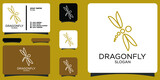 Dragonfly line with silhouette logo inspiration Premium Vector