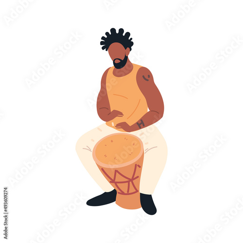 afro man playing drum
