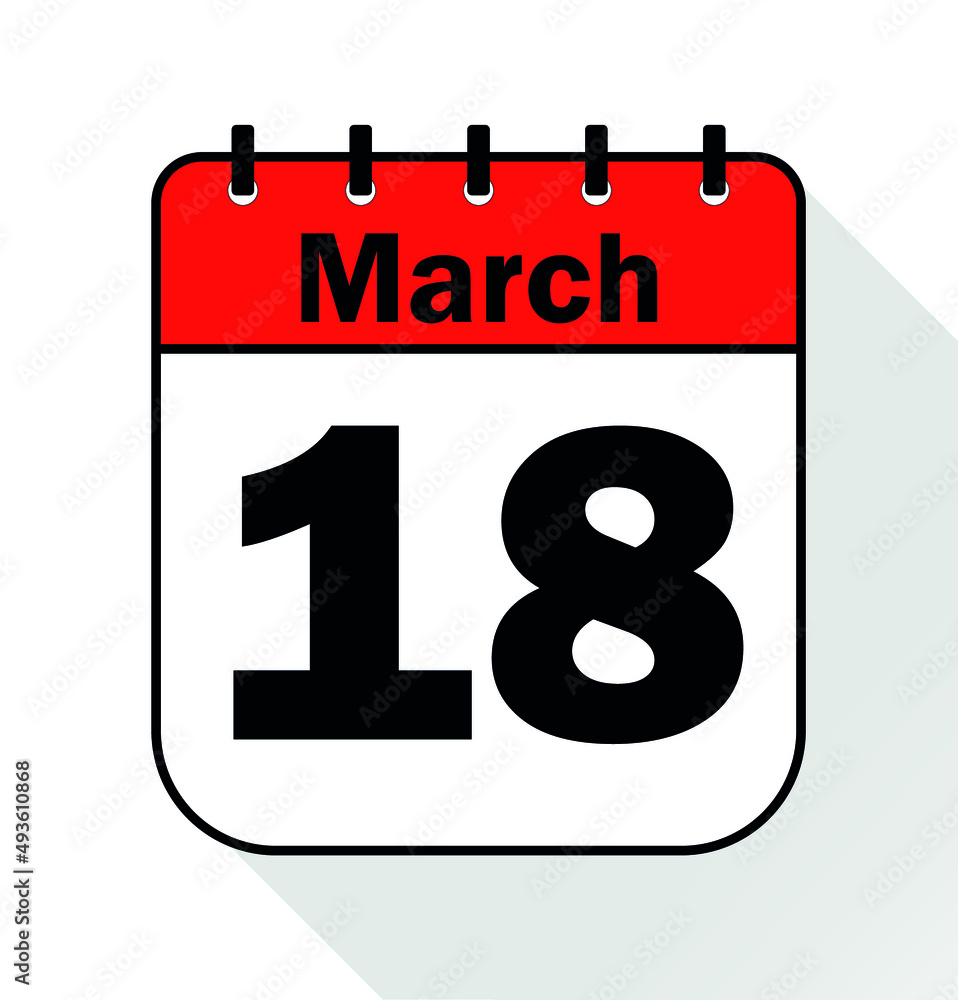 March day 18 red - Calendar Icon - Vector Illustration March day 18 red - Calendar Icon - Vector Illustration
