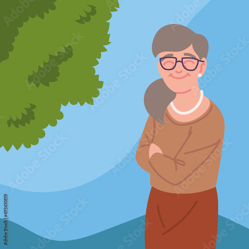 cartoon elderly woman