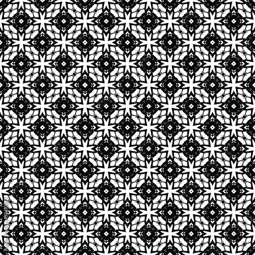 Black and white seamless pattern texture. Greyscale ornamental graphic design. Mosaic ornaments. Pattern template. Vector illustration. EPS10.