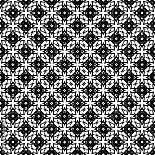 Black and white seamless pattern texture. Greyscale ornamental graphic design. Mosaic ornaments. Pattern template. Vector illustration. EPS10.