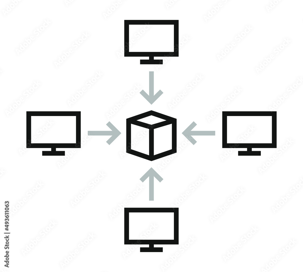 Blockchain computer system connect cube icon design vector illustration. Crypto currency digital smart contract protocol contain cryptography hash, transaction data, global linked network. Blockchain computer system connect cube icon design vector illustration. Crypto currency digital smart contract protocol contain cryptography hash, transaction data, global linked network.