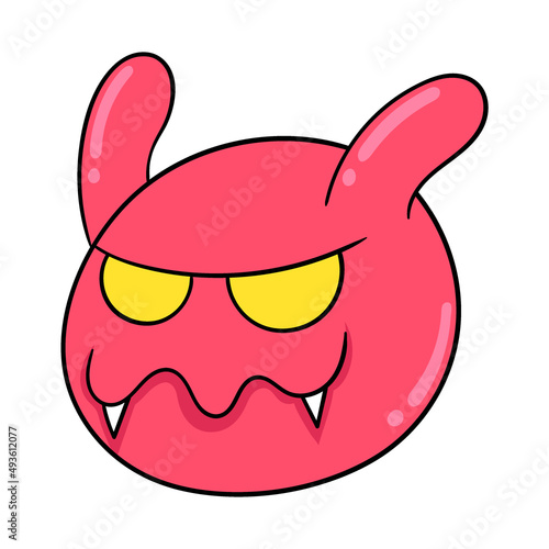 red aggressive monster expression, doodle icon image kawaii