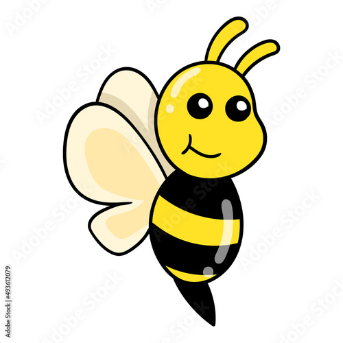cute little bee, doodle icon image kawaii
