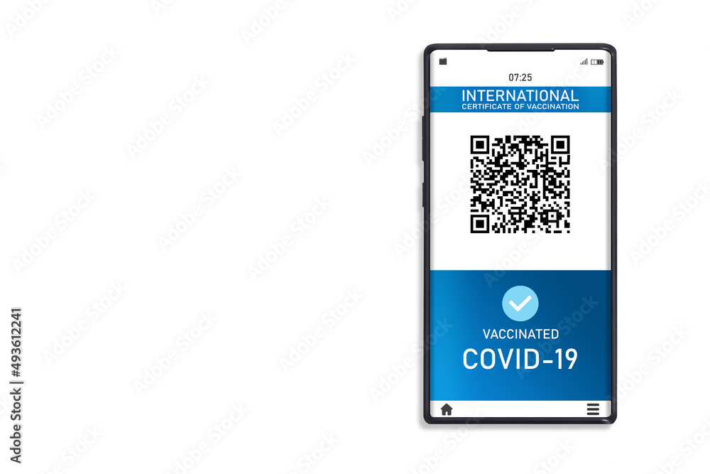 Smartphone display on app mobile vaccinated COVID-19 or coronavirus certificate, immunity vaccine passport, new normal travel of tourist concept. isolated of background
Smartphone display on app mobile vaccinated COVID-19 or coronavirus certificate, immunity vaccine passport, new normal travel of tourist concept. isolated of background