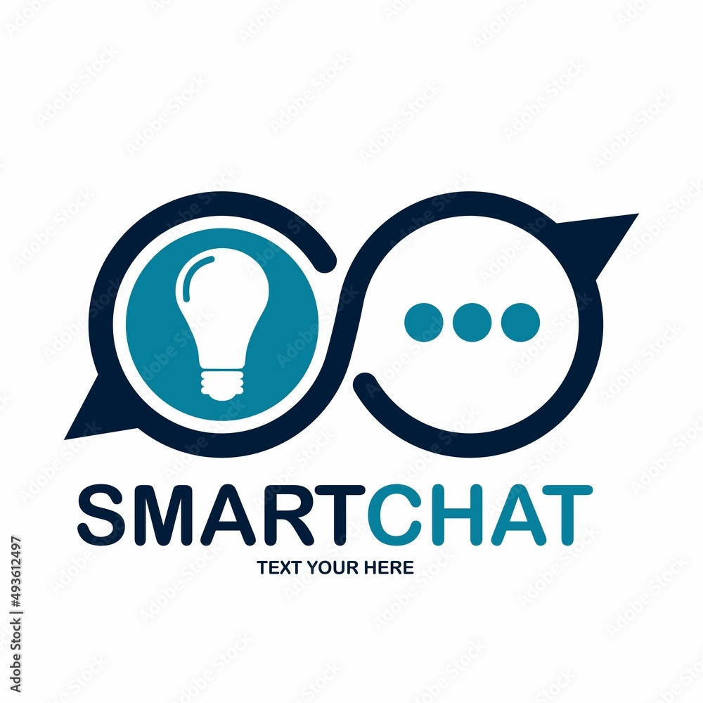 smart chat vector logo template. This design use lamp and chat symbol. Suitable for business.
