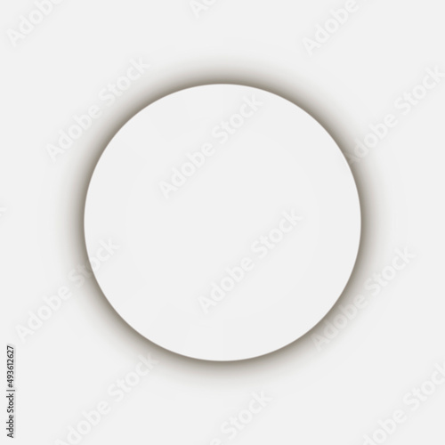 Neumorphic round buttons. White geometric shapes in a trendy soft 3D style with shadow.