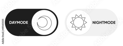 On Off modes Switch Element for Mobile App, Web Design, Animation. Light and Dark Buttons. Light and Dark Buttons. illustration